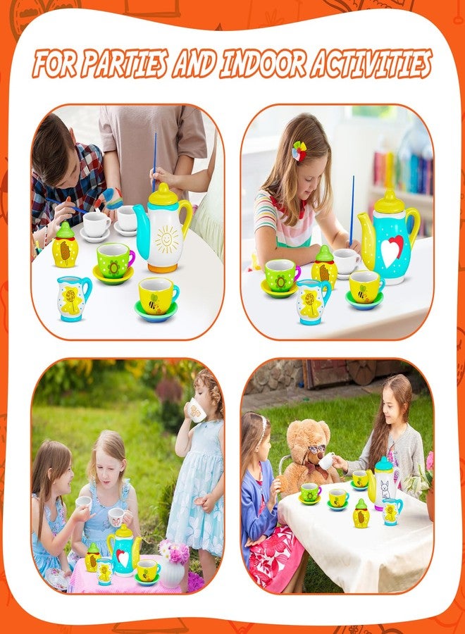 PullCrease مجموعة أكواب شاي صغيرة من البورسلين من بول كريز، 45 قطعة، تتضمن أطباقًا وفرشاة من البورسلين، مناسبة للأطفال من عمر 6-8 سنوات فما فوق، مثالية للعب والحرف اليدوية، هدية رائعة لحفلات أعياد الميلاد، وحفلات استقبال المولود، وحفلات الزفاف (تصميم لطيف). - Image 4